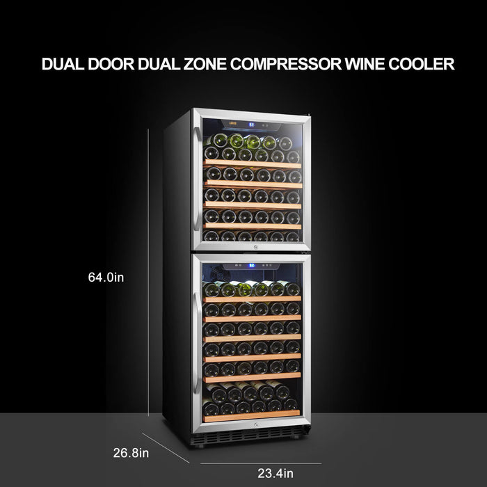 Lanbo Lanbo 133 Bottle Dual Zone Freestanding/Built-In Wine Cellar LW133DD LW133DD Wine Refrigerators Topture