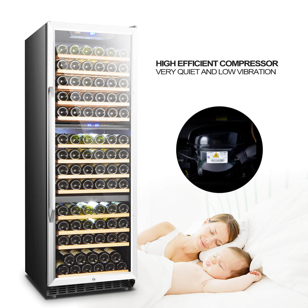 Lanbo Lanbo Appliances LW144T 24 in. 149 Bottle Compressor Triple Temperature Zone Wine Cooler LW144T Wine Refrigerators Topture