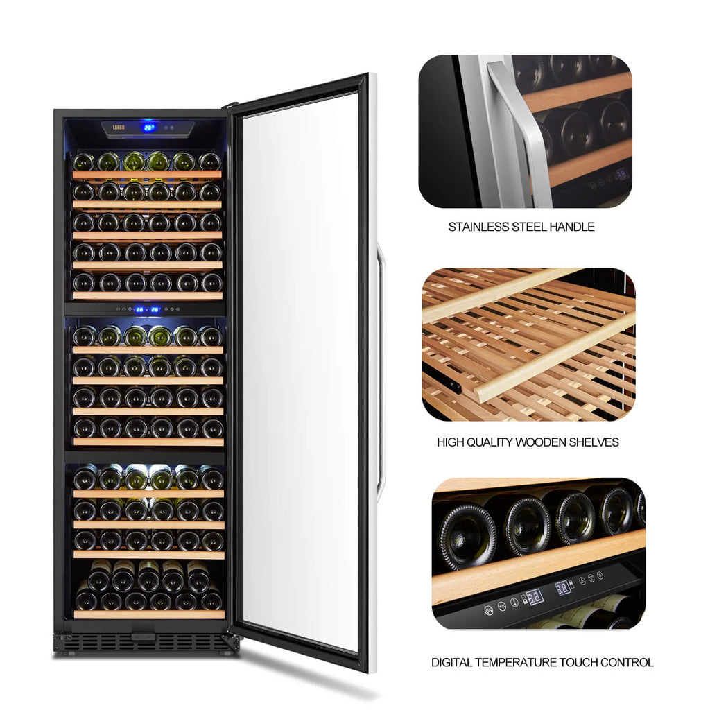 Lanbo Lanbo Appliances LW144T 24 in. 149 Bottle Compressor Triple Temperature Zone Wine Cooler LW144T Wine Refrigerators Topture