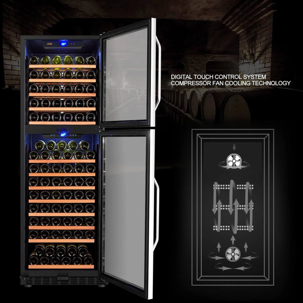 Lanbo Lanbo 162 Bottle Dual Door Dual Zone Wine Cooler LW162DD LW162DD Wine Refrigerators Topture