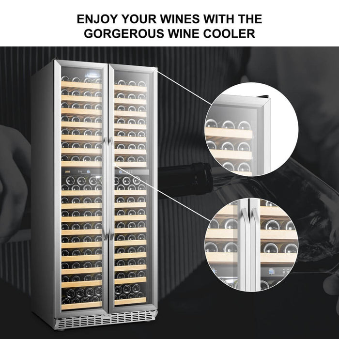 Lanbo Lanbo 287 Bottle Black Dual Zone Wine Cooler French Doors LW328DD LW328DD Wine Refrigerators Topture