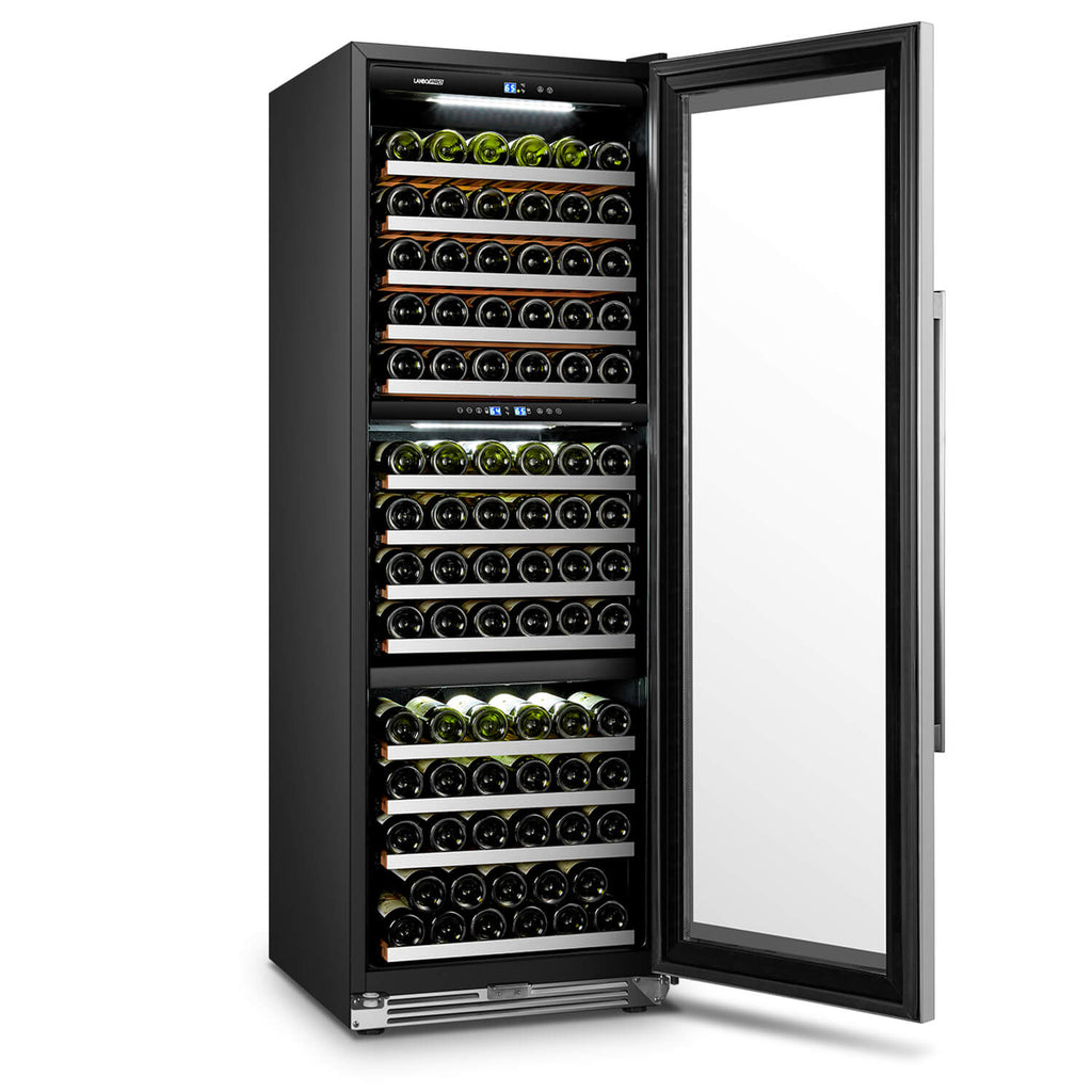 Lanbo LanboPro 143 Bottle Stainless Steel Triple Zone Wine Cooler LP168T LP168T Wine Refrigerators Topture