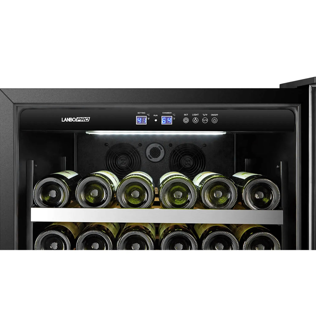Lanbo LanboPro 164 Bottle Stainless Steel and Black Single Zone Wine Cooler LP168S LP168S Wine Refrigerators Topture