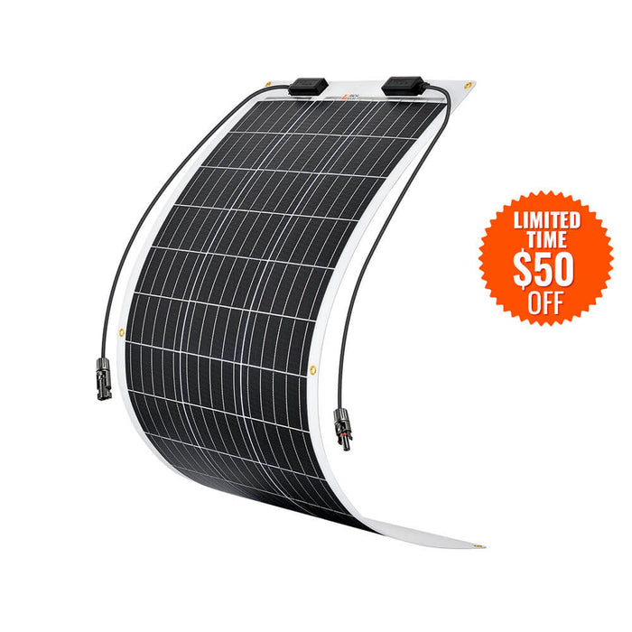 MEGA 100 FLEX | 100 Watt Monocrystalline Solar Panel | Best 12V Flexible Panel for VAN RVs and Off-Grid | High Efficiency - Topture