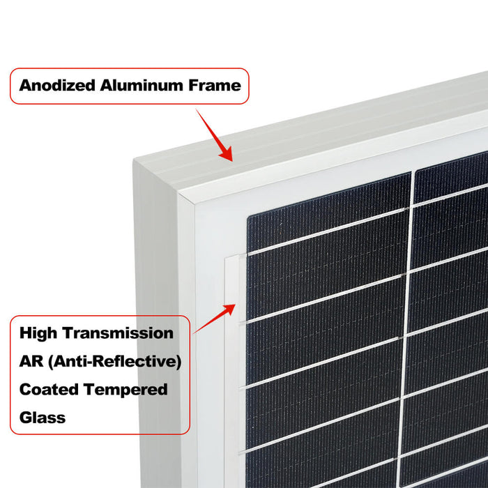 MEGA 200 Watt Monocrystalline Solar Panel | Best 24V Panel for RVs and Off-Grid | 25-Year Output Warranty | UL Certified - Topture