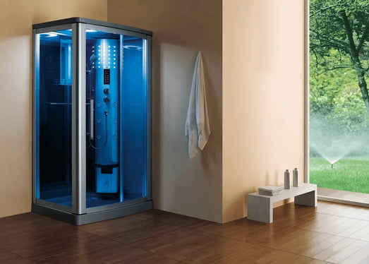 Mesa Mesa 802L Steam Shower Blue Glass 802L Right Steam Shower Topture