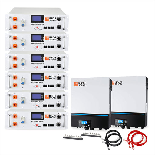 Off-Grid System Kit | 13,000W 120/240V Output, 48VDC(28.8kWh Alpha 5 Server Lithium Iron Phosphate Battery) - Topture