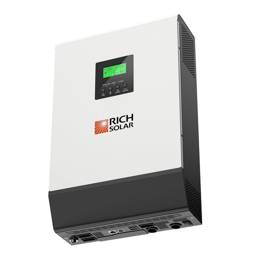 RICH SOLAR Hybrid Off-Grid Inverter | 2400W 24V 120A Output + 2.4kW Solar Input | 80A MPPT Charge Controller (Grid Feedback Optional) - Topture