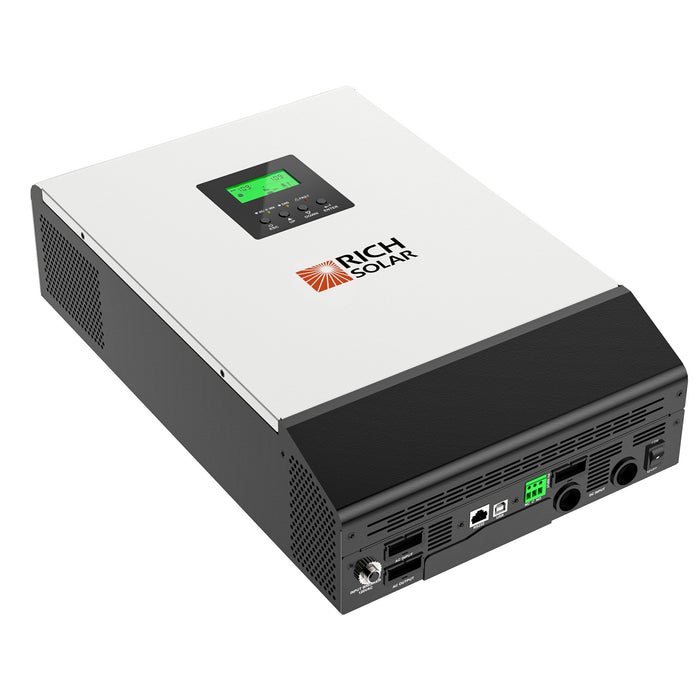 RICH SOLAR Hybrid Off-Grid Inverter | 2400W 24V 120A Output + 2.4kW Solar Input | 80A MPPT Charge Controller (Grid Feedback Optional) - Topture