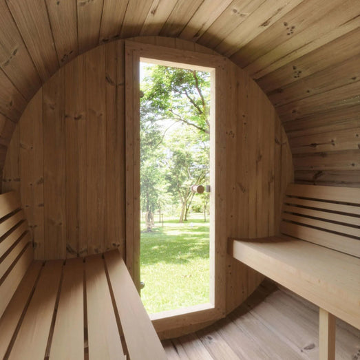 Sauna Life SaunaLife 2-4 Person 5' Long Barrel Sauna | Ergo Model E6 SL-MODELE6 Barrel Sauna Topture