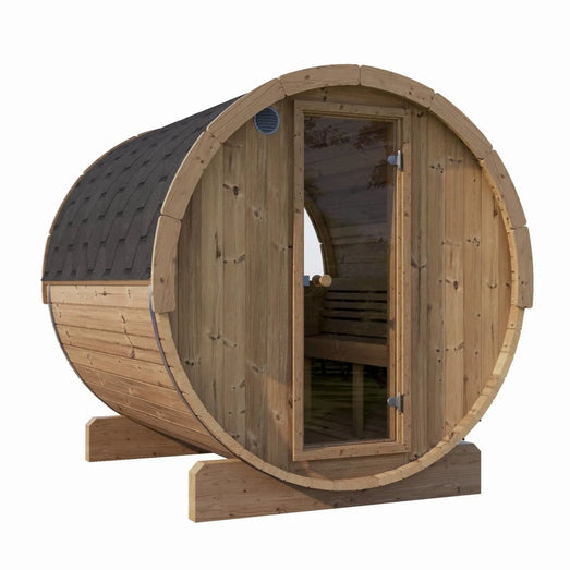 Sauna Life SaunaLife 2-4 Person 5' Long Barrel Sauna | Ergo Model E6 SL-MODELE6W Barrel Sauna Topture