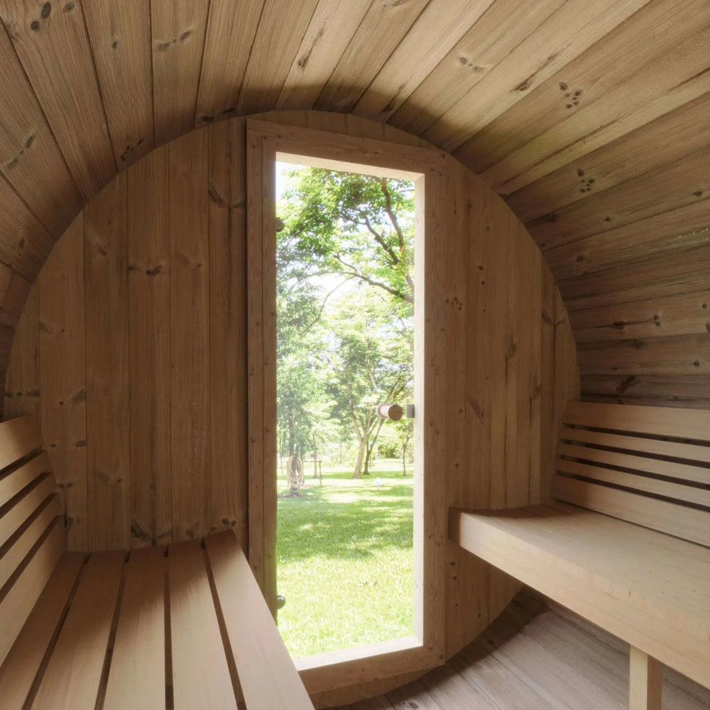Sauna Life SaunaLife 4 Person 6' Long Barrel Sauna | Ergo Model E7 SL-MODELE7G Barrel Sauna Topture