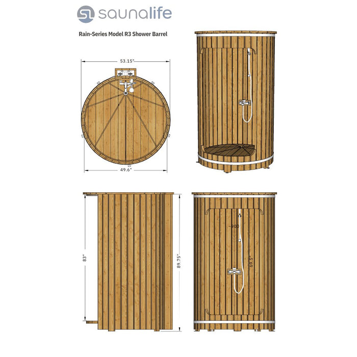 Sauna Life SaunaLife Barrel Shower | Model R3 SL-MODELR3 Outdoor Shower Topture