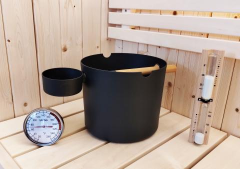 Sauna Life SaunaLife Bucket, Ladle, Timer and Thermometer | Sauna Accessory Package Spa Set 2B Sauna Accessories Topture