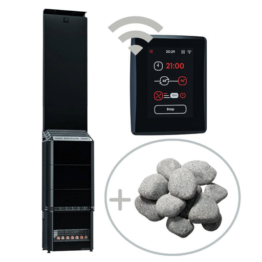 Saunum Temperature Equalizing 9.6kW Electric Heater Package w/ Digital Controller and WiFi and Stones - Topture
