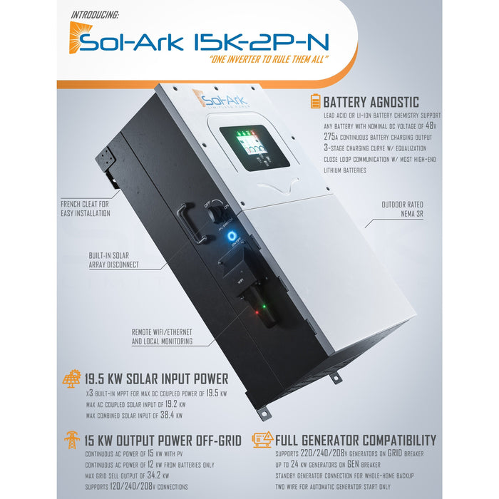 Sol-Ark Sol-Ark 15K EMP Hardened All-In-One Hybrid Inverter SOL-ARK-15K-EMP Topture