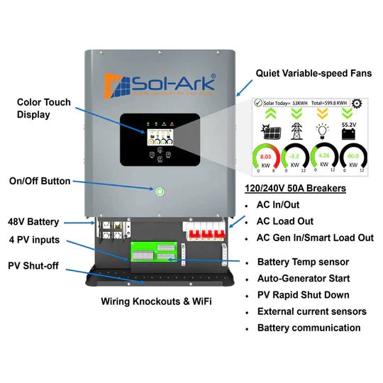 Sol-Ark Sol-Ark 8k Hybrid Inverter Sol-Ark-8K-5Y Hybrid Inverter Topture