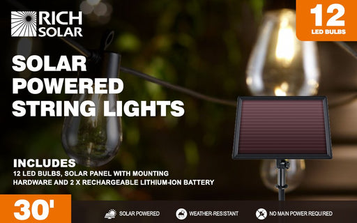 Solar Powered String Lights 12 Led Bulbs - Topture