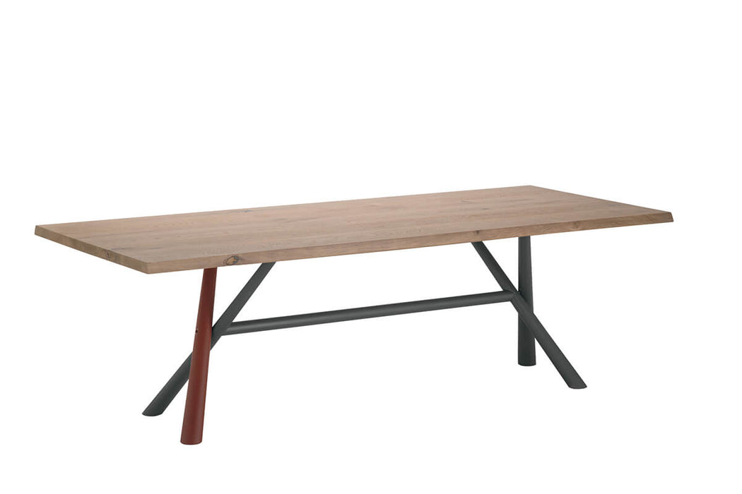 YumanMod Tudor Dining Table - Natural Oak Top Anthracite Metal Base TM01.04.01 Dining Tables Topture