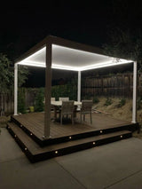 Bon Pergola Villa Pergola - 10x10 ft. Aluminum Motorized Louver Pergola with Lighting VP-3325-BK Pergolas Topture