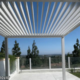 Bon Pergola Villa Pergola - 10x10 ft. Aluminum Motorized Louver Pergola with Lighting VP-3325-WH Pergolas Topture