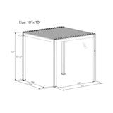 Bon Pergola Villa Pergola - 10x10 ft. Aluminum Motorized Louver Pergola with Lighting VP-3325-WH Pergolas Topture
