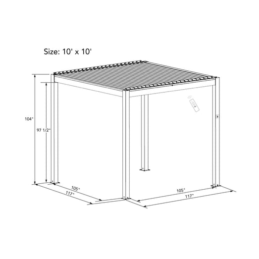Bon Pergola Villa Pergola - 10x10 ft. Aluminum Motorized Louver Pergola with Lighting VP-3325-WH Pergolas Topture