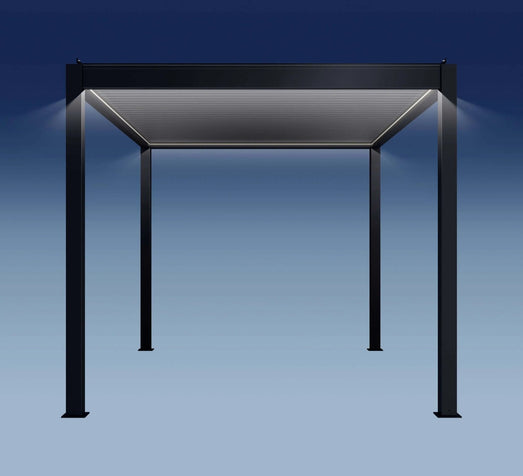Bon Pergola Villa Pergola - 10x10 ft. Aluminum Motorized Louver Pergola with Lighting VP-3325-WH Pergolas Topture