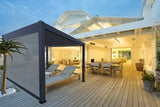 Bon Pergola Villa Pergola - 10x10 ft. Aluminum Motorized Louver Pergola with Lighting VP-3325-WH Pergolas Topture