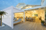 Bon Pergola Villa Pergola - 10x10 ft. Aluminum Motorized Louver Pergola with Lighting VP-3325-WH Pergolas Topture