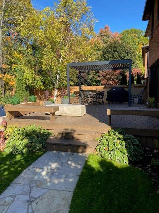 Bon Pergola Villa Pergola - 10x13 ft. Aluminum Motorized Louver Pergola with Lighting VP-4325-BK Pergolas Topture