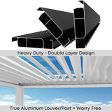 Bon Pergola Villa Pergola - 10x13 ft. Aluminum Motorized Louver Pergola with Lighting VP-4325-WH Pergolas Topture