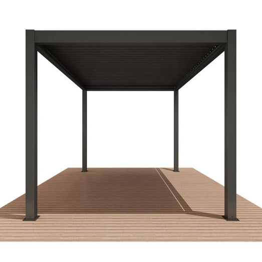 Bon Pergola Villa Pergola - 10x13 ft. Aluminum Motorized Louver Pergola with Lighting VP-4325-WH Pergolas Topture