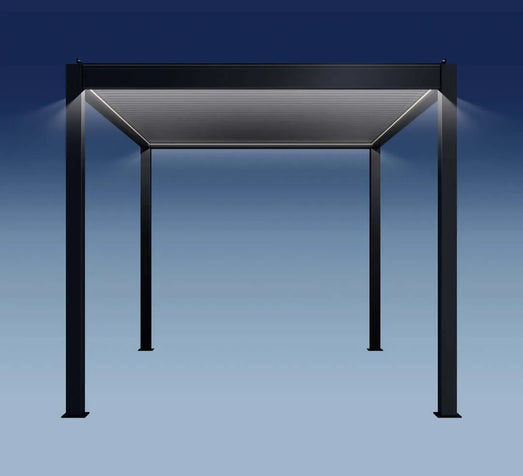 Bon Pergola Villa Pergola - 10x13 ft. Aluminum Motorized Louver Pergola with Lighting VP-4325-WH Pergolas Topture
