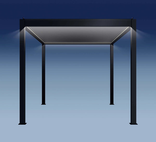 Bon Pergola Villa Pergola - 13x13 ft. Aluminum Motorized Louver Pergola with Lighting VP-4425-BK Pergolas Topture
