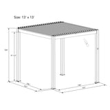 Bon Pergola Villa Pergola - 13x13 ft. Aluminum Motorized Louver Pergola with Lighting VP-4425-BK Pergolas Topture