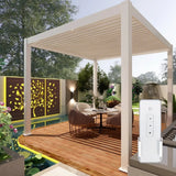 Bon Pergola Villa Pergola - 13x13 ft. Aluminum Motorized Louver Pergola with Lighting VP-4425-WH Pergolas Topture
