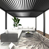 Bon Pergola Villa Pergola - 13x19 ft. Aluminum Motorized Louver Pergola with Lighting VP-6425-BK Pergolas Topture