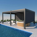 Bon Pergola Villa Pergola - 13x19 ft. Aluminum Motorized Louver Pergola with Lighting VP-6425-BK Pergolas Topture