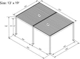 Bon Pergola Villa Pergola - 13x19 ft. Aluminum Motorized Louver Pergola with Lighting VP-6425-BK Pergolas Topture