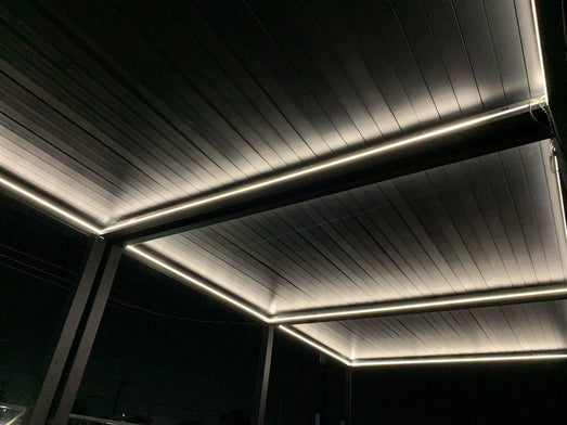 Bon Pergola Villa Pergola - 13x19 ft. Aluminum Motorized Louver Pergola with Lighting VP-6425-BK Pergolas Topture