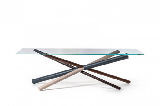 YumanMod Westgate Dining Table - Glass Top with Wood and Metal Base BR01.11.05 Dining Tables Topture