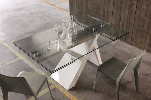 YumanMod Wonder Extendable - White Base Glass Top SD01.05.01E Dining Tables Topture