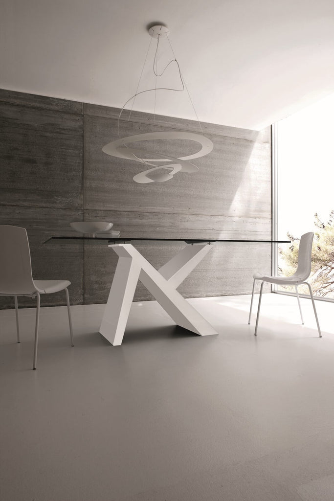 YumanMod Wonder - White Base Glass Top SD01.06.01F Dining Tables Topture