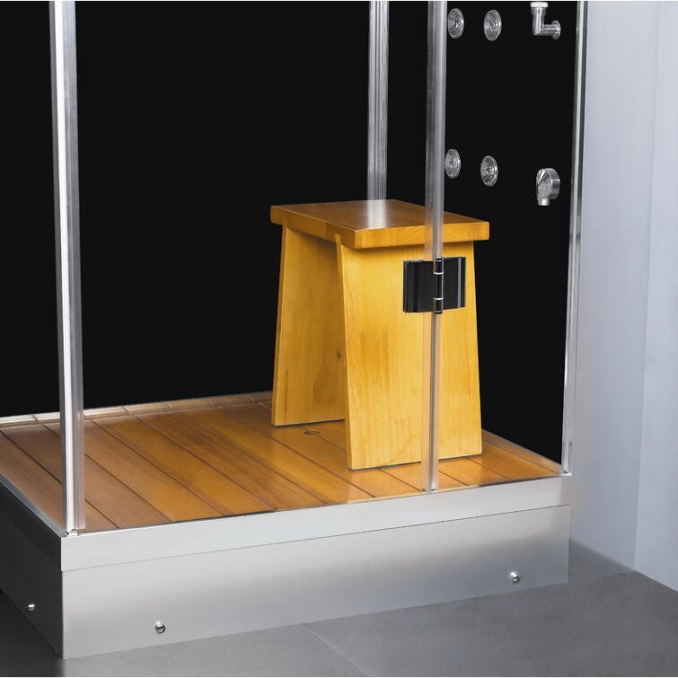 Athena Athena WS112-White/Black - Framed Rectangle Sliding Steam Shower WS112-Black Steam Shower Topture