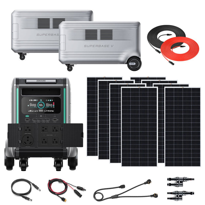 Zendure SuperBase V4600 3600W 120/240V Power Station Kit | 3 x 4608Wh Batteries (13.8kWh) | 4, 6 or 8 200 Watts Rigid Solar Panels - Topture