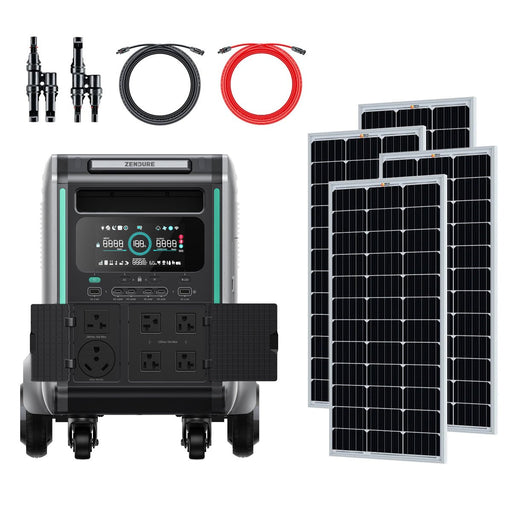Zendure SuperBase V4600 3600W 120/240V Power Station Kit | 4.6kWh Battery Storage | 400W - 800W 12V Rigid Mono Solar Panels - Topture