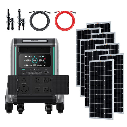 Zendure SuperBase V4600 3600W 120/240V Power Station Kit | 4.6kWh Battery Storage | 400W - 800W 12V Rigid Mono Solar Panels - Topture