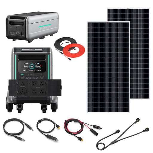 Zendure SuperBase V4600 3600W 120/240V Power Station Kit | 9.2kWh Battery Storage | 400W - 1600W 12V Rigid Mono Solar Panels - Topture