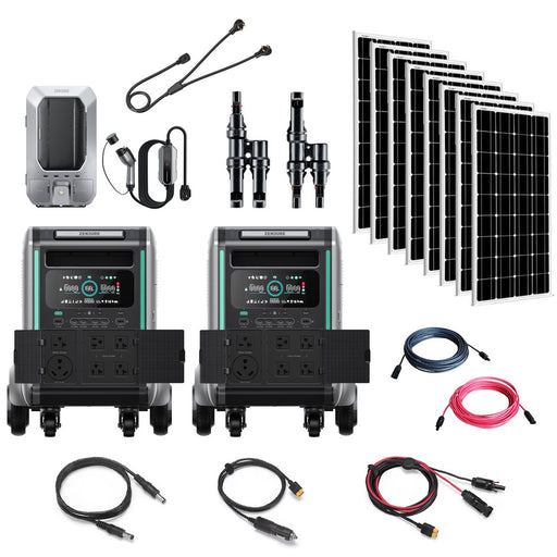 Zendure Superbase V4600 7,200W 120/240V Portable Power Station Kit | 12 x 100W 12V Mono Solar Panels | 9,200Wh Lithium Battery Bank - Topture